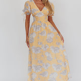Loveberry Puff Sleeve A-Line Maxi Dress Pumpkin