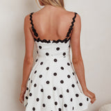 Won Me Over Polka Dot Ric Rac Mini Dress White