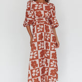 Transcendent Puff Sleeves Maxi Dress Floral Mocha