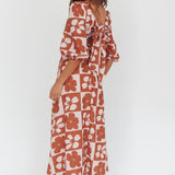 Transcendent Puff Sleeves Maxi Dress Floral Mocha