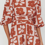 Transcendent Puff Sleeves Maxi Dress Floral Mocha