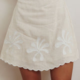Carsyn Flower Embroidery A-Line Mini Skirt Oat