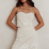 Carsyn Flower Embroidery A-Line Mini Skirt Oat
