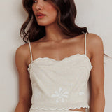 Carsyn Flower Embroidery Cropped Top Oat