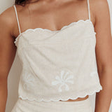 Carsyn Flower Embroidery Cropped Top Oat