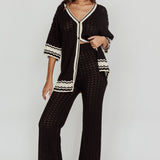 Rhodes Cotton Straight Leg Knit Pants Black