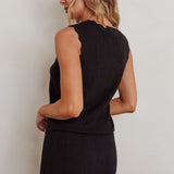 Sonorous Sleeveless Front Tie Knit Top Black