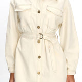 Mariska Collared Long Sleeve Mini Dress Butter