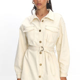 Mariska Collared Long Sleeve Mini Dress Butter