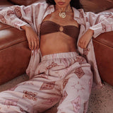 Alex Motif Elastic Wide Leg Pants Mocha