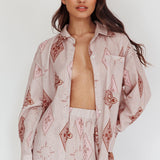 Alex Motif Collared Buttoned Shirt Mocha
