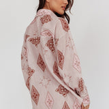 Alex Motif Collared Buttoned Shirt Mocha