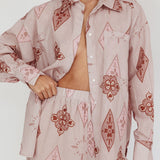 Alex Motif Collared Buttoned Shirt Mocha