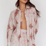 Alex Motif Collared Buttoned Shirt Mocha