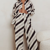Alex Elastic Waist Striped Print Pant Black/Cream