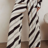 Alex Elastic Waist Striped Print Pant Black/Cream