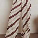 Alex Elastic Waist Striped Print Pant Cream/Cacao
