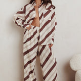 Alex Elastic Waist Striped Print Pant Cream/Cacao