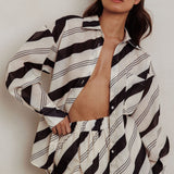 Alex Long Sleeve Striped Print Shirt Black/Cream