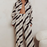 Alex Long Sleeve Striped Print Shirt Black/Cream