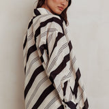 Alex Long Sleeve Striped Print Shirt Black/Cream