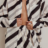 Alex Long Sleeve Striped Print Shirt Black/Cream
