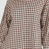 Weekends Away Long Sleeve Button Top Brown Check