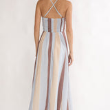 Second Glance Olga Criss-Cross Back Maxi Dress Stripe