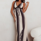 Cambria Sleeveless Striped Maxi Dress Black
