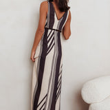 Cambria Sleeveless Striped Maxi Dress Black