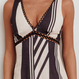 Cambria Sleeveless Striped Maxi Dress Black
