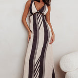 Cambria Sleeveless Striped Maxi Dress Black