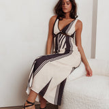 Cambria Sleeveless Striped Maxi Dress Black