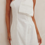 Tristi One Shoulder Bow Mini Dress White