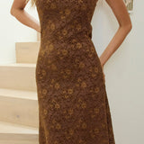 Artice Strapless Maxi Dress Lace Chocolate