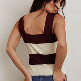 Lisa Striped Knit Tank Top Red Bean