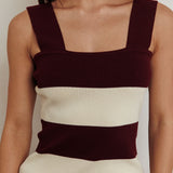 Lisa Striped Knit Tank Top Red Bean