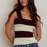 Lisa Striped Knit Tank Top Red Bean