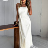 Montego Bay Ric Rac Strap Maxi Dress Oat
