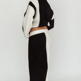 Eos Ribbed Knit Midi Skirt Black Cream
