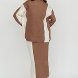 Eos Ribbed Knit Midi Skirt Mocha Cream