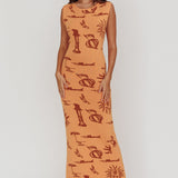 Irene Column Silhouette Maxi Dress Apricot