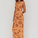 Irene Column Silhouette Maxi Dress Apricot