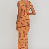 Irene Column Silhouette Maxi Dress Apricot