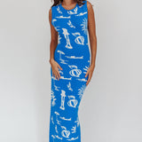 Irene Column Silhouette Maxi Dress Blue