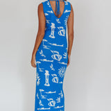 Irene Column Silhouette Maxi Dress Blue
