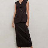 Sweet Treat Column Maxi Skirt Black