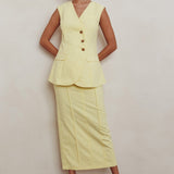Sweet Treat Column Midi Skirt Lemon