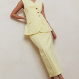 Sweet Treat Column Midi Skirt Lemon