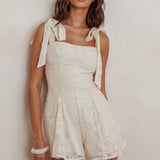 Good Days Tied Shoulder Romper Cream